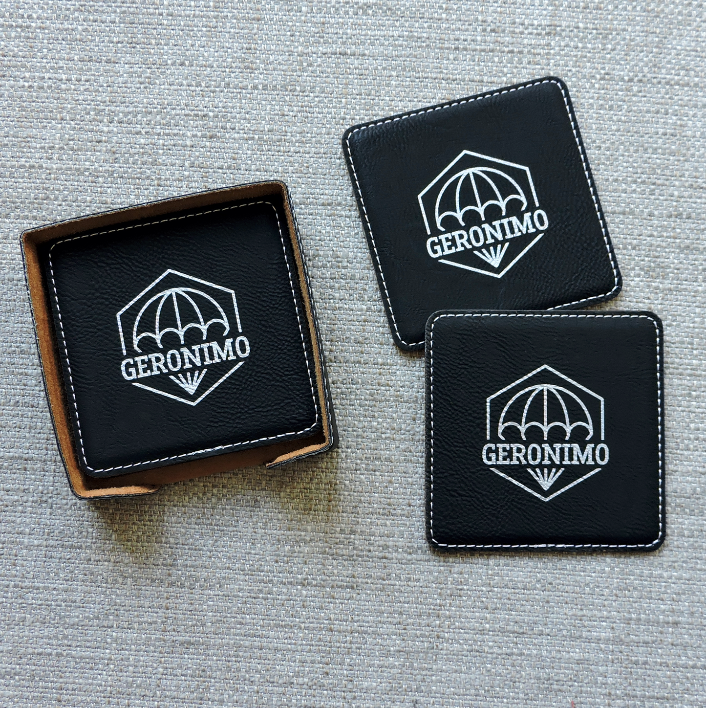 Rawhide Bar Coasters with Business Logo Coasters with Logo, Custom Business Logo Drink Coasters, Laser etched Logo