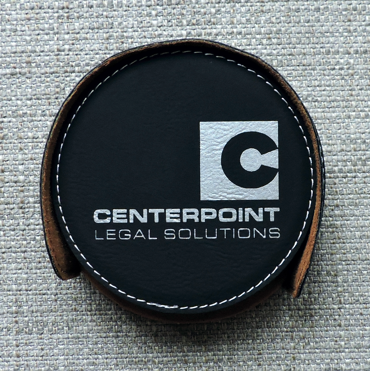 Round Black Coaster set Logo personalized, custom set of coasters with logo laser printed/engraved/etched