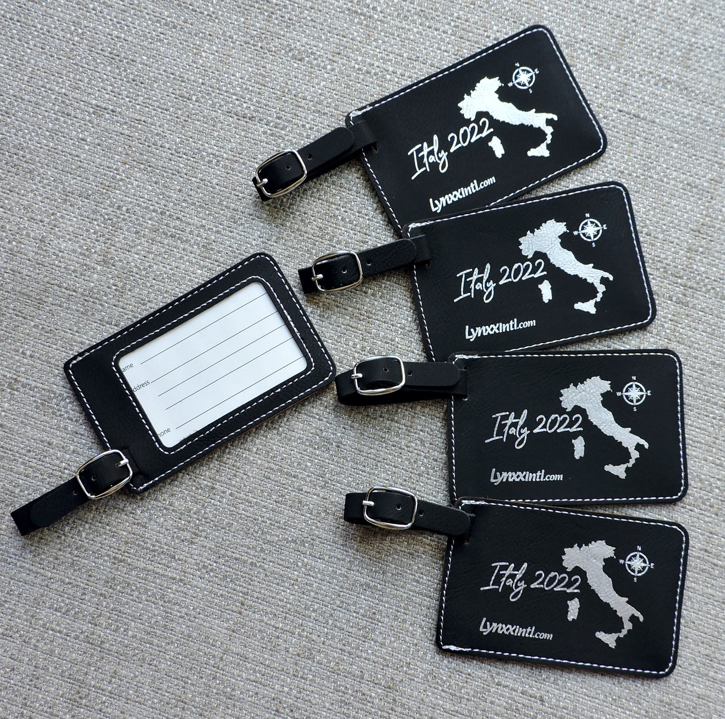 Logo on Luggage Tags, Bag Tags engraved with Company Logo, Business logo etched into Bag Tags
