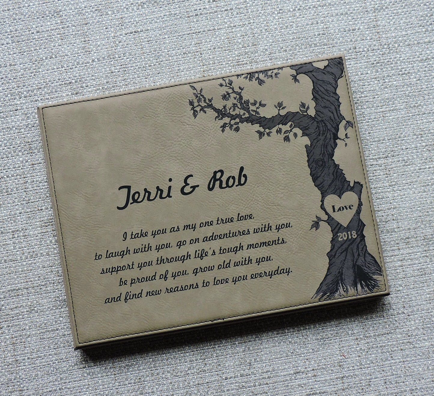 Leather Anniversary Gift, Personalized, I Take you as my one true love Anniversary Gift, Rawhide Anniversary Gift, Anniversary Poem Plaque
