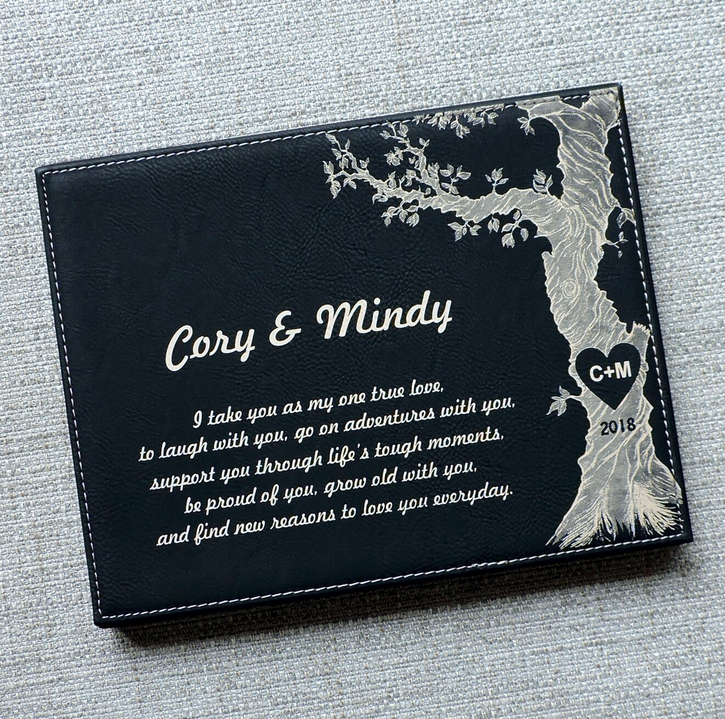 Leather Anniversary Gift, Personalized, I Take you as my one true love Anniversary Gift, Rawhide Anniversary Gift, Anniversary Poem Plaque