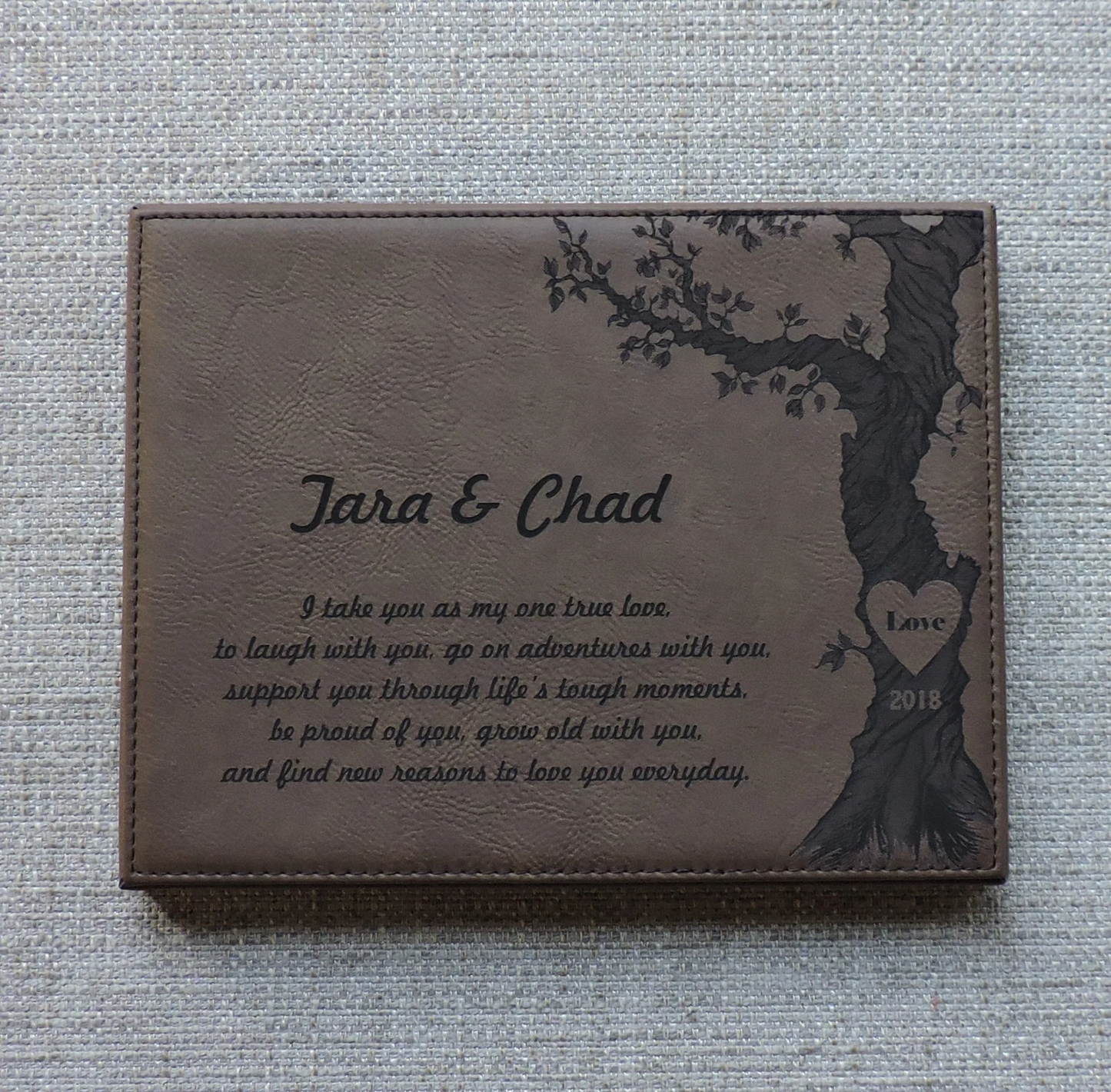 Leather Anniversary Gift, Personalized, I Take you as my one true love Anniversary Gift, Rawhide Anniversary Gift, Anniversary Poem Plaque