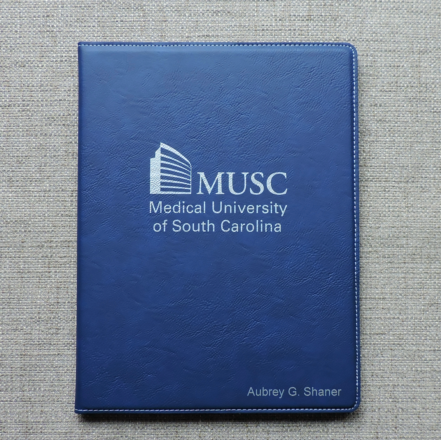 Personalized Blue Leather Logo Portfolio, Corporate Gift, Business Logo, Christmas Gift, Personalized Logo Padfolio