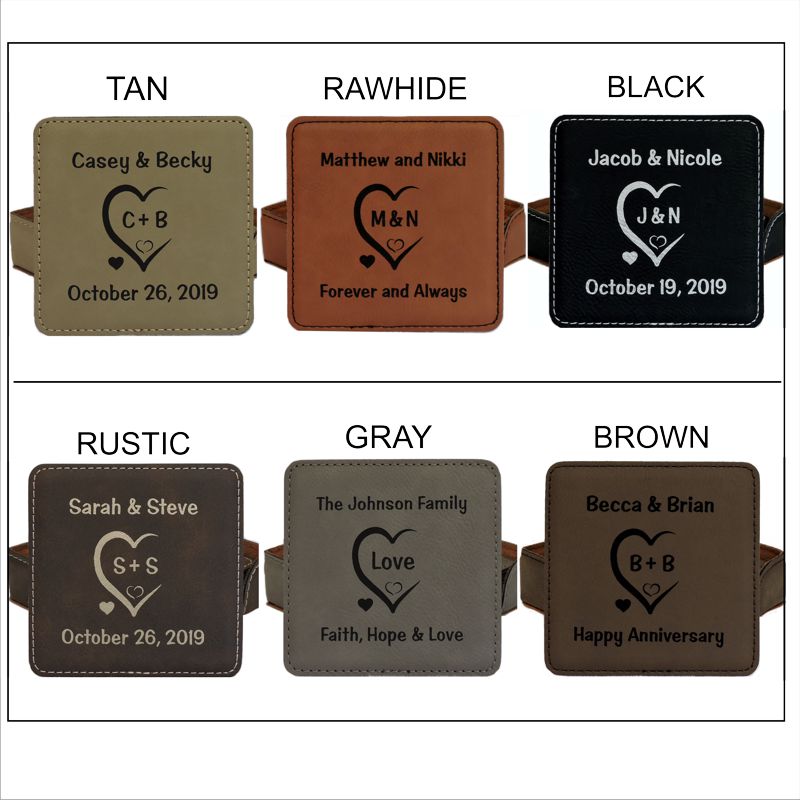 Coasters Personalized with Initials Carved in Heart and Wedding Anniversary Date- by Forever Me Gifts