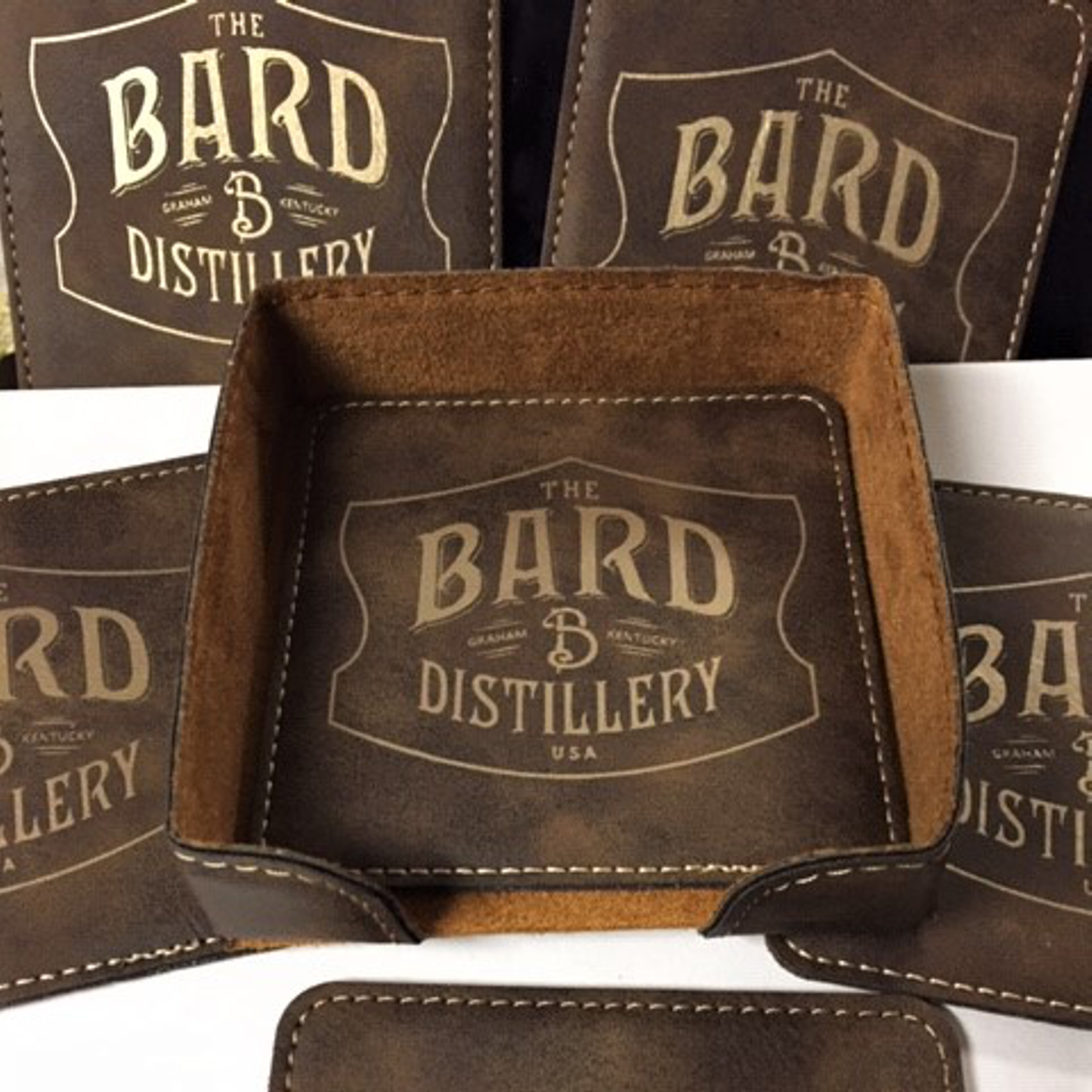 Black Coaster set Logo peraonalized, custom set of coasters with logo laser printed/engraved/etched