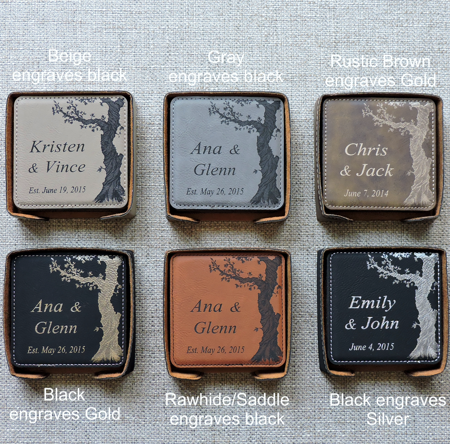 Drink Coasters Personalized, Custom Coasters with Name Monogram