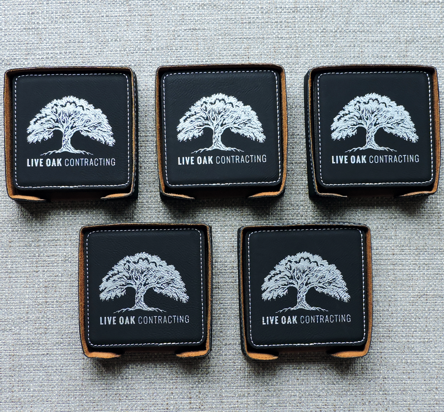 Black Coaster set Logo peraonalized, custom set of coasters with logo laser printed/engraved/etched
