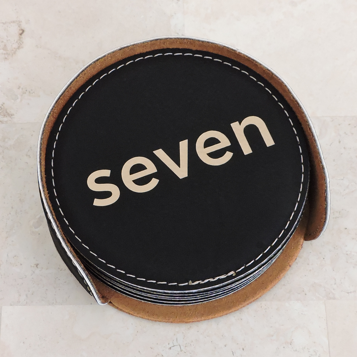 Round Black Coaster set Logo personalized, custom set of coasters with logo laser printed/engraved/etched