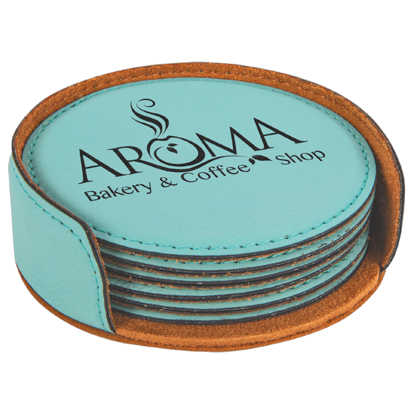 Round Rawhide Coaster set Logo personalized, custom set of coasters with logo laser printed/engraved/etched