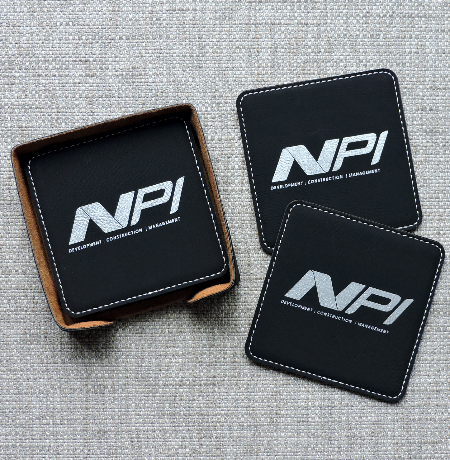 Rawhide Bar Coasters with Business Logo Coasters with Logo, Custom Business Logo Drink Coasters, Laser etched Logo