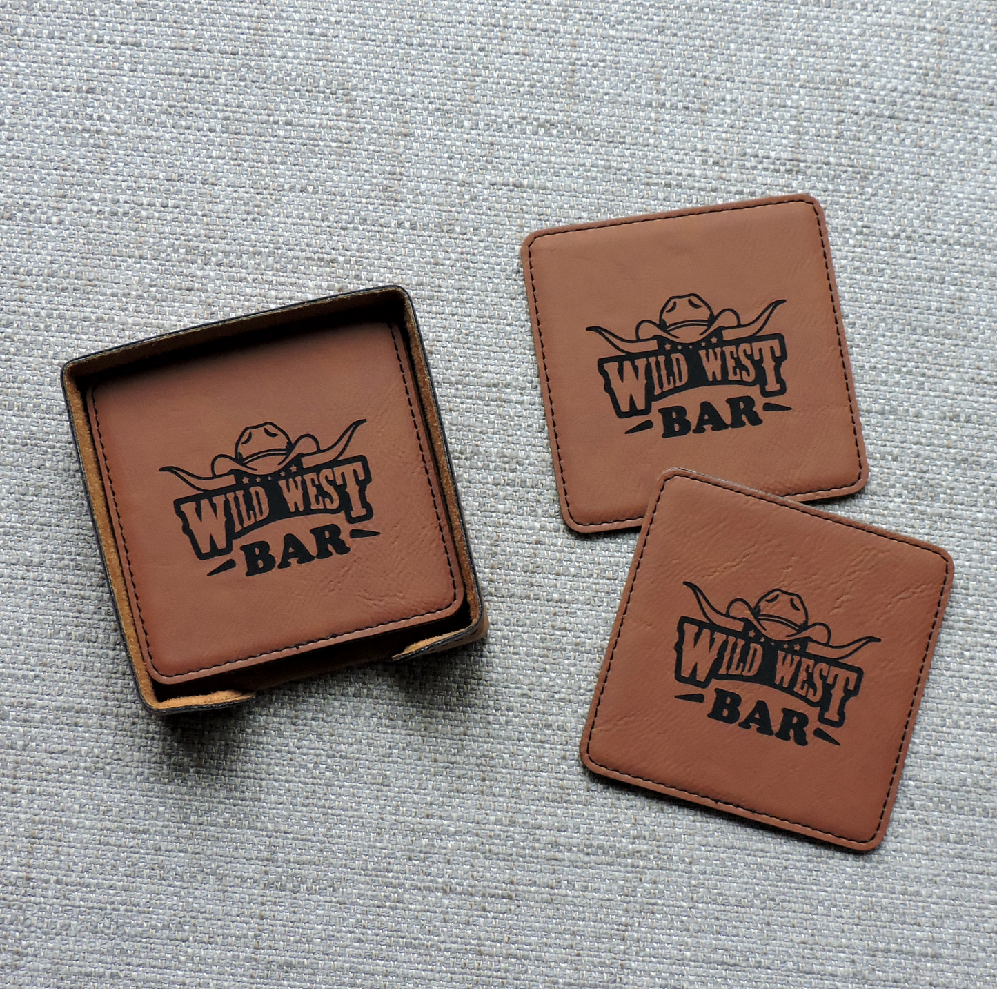 Drink Coasters with Business Logo Coasters with Logo, Custom Business Logo Drink Coasters, Laser etched Logo