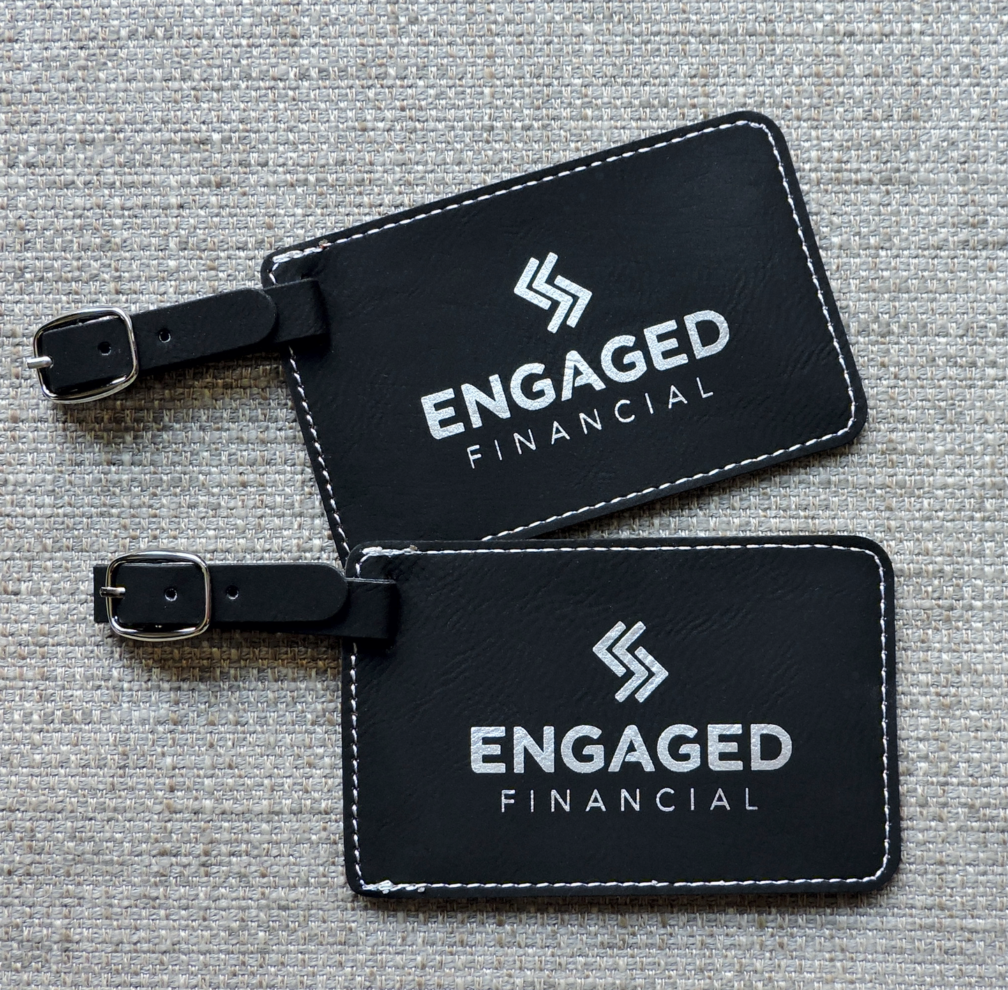 Custom Luggage Tags with Company Branding Logo, Bag Tags engraved with Company Logo, Business logo etched into Bag Tags