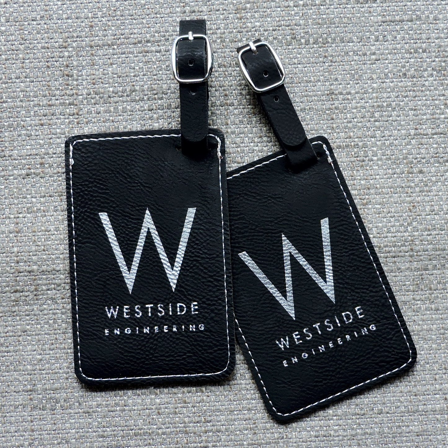 Rawhide Logo on Luggage Tags, Bag Tags engraved with Company Logo, Business logo etched into Bag Tags