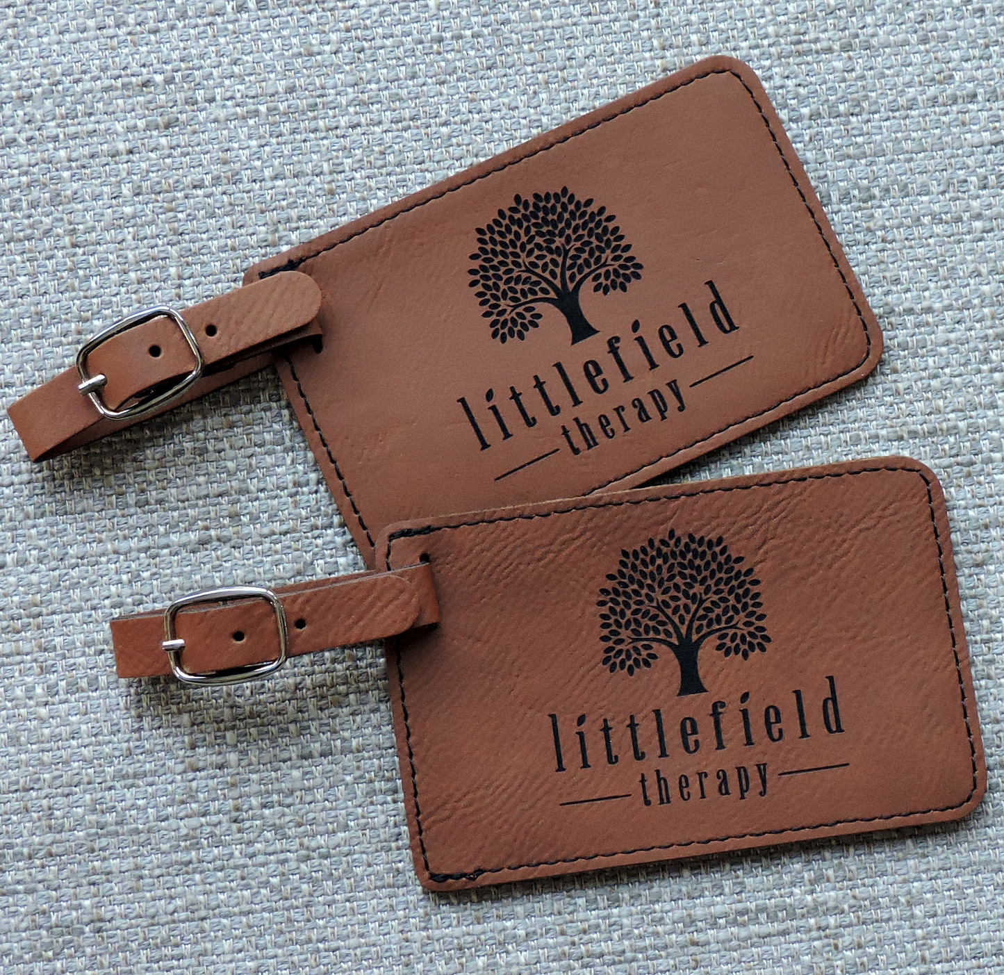 Rawhide Logo on Luggage Tags, Bag Tags engraved with Company Logo, Business logo etched into Bag Tags