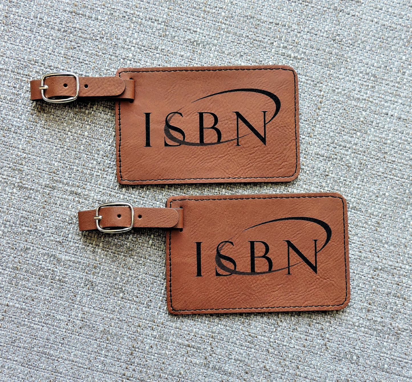 Luggage Tags with Logo Laser Printed , Engraved Luggage Tag, Leather Tags with Logo, Monogram Suitcase Tag, Diaper Bag Tag, Backpack Tag, ID Bag Tag, Golf Bag Tag