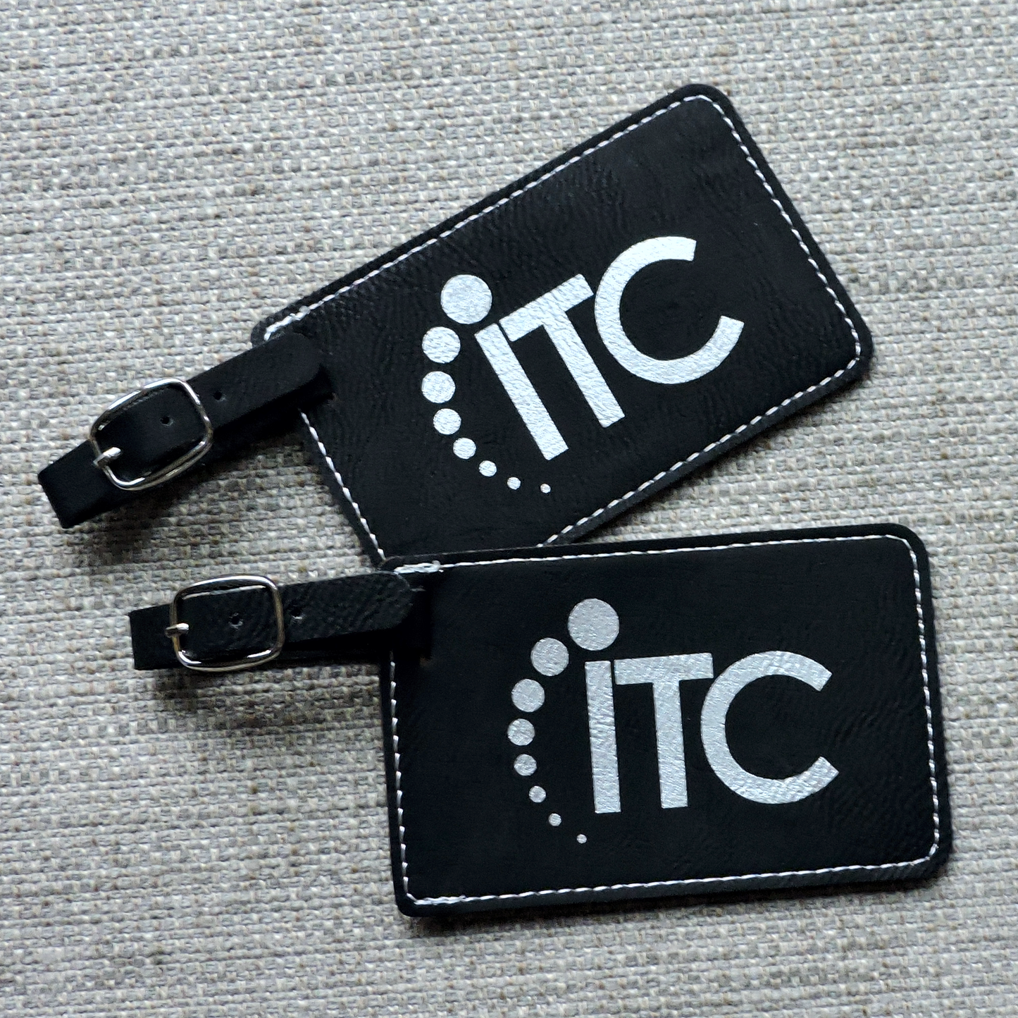Logo on Luggage Tags, Bag Tags engraved with Company Logo, Business logo etched into Bag Tags