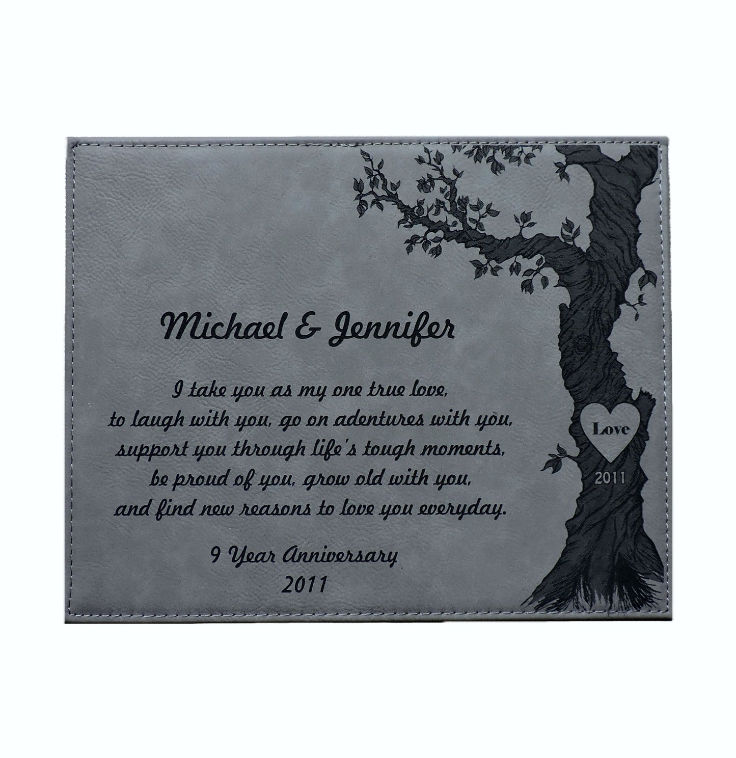 Leather Anniversary Gift, Personalized, I Take you as my one true love Anniversary Gift, Rawhide Anniversary Gift, Anniversary Poem Plaque