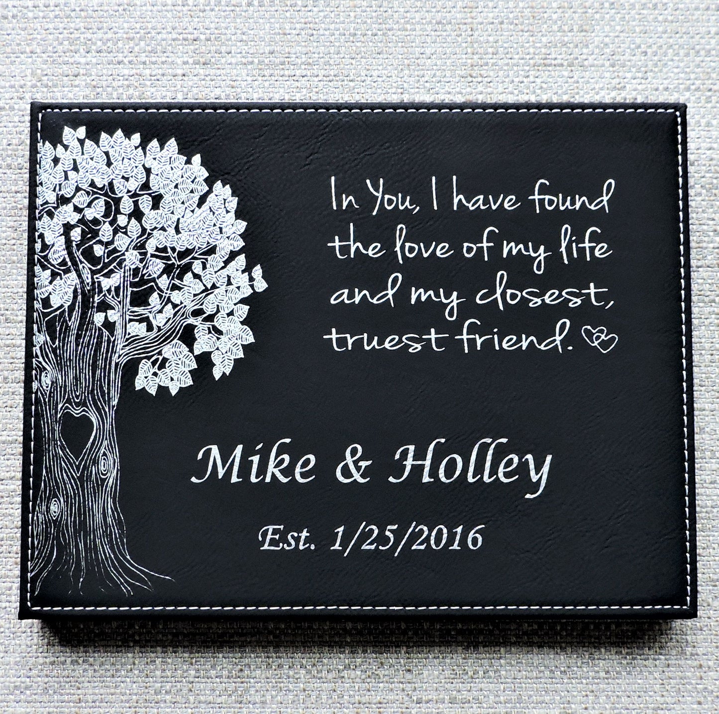 Leather Anniversary Gift , anniversary Personalized Plaque- Love of My Life- Always & Forever