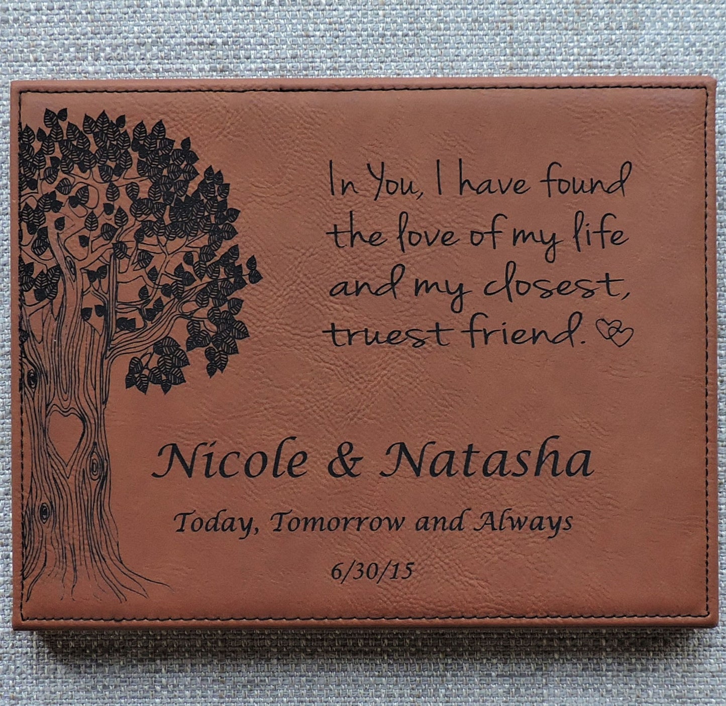 Leather Anniversary Gift , anniversary Personalized Plaque- Love of My Life- Always & Forever