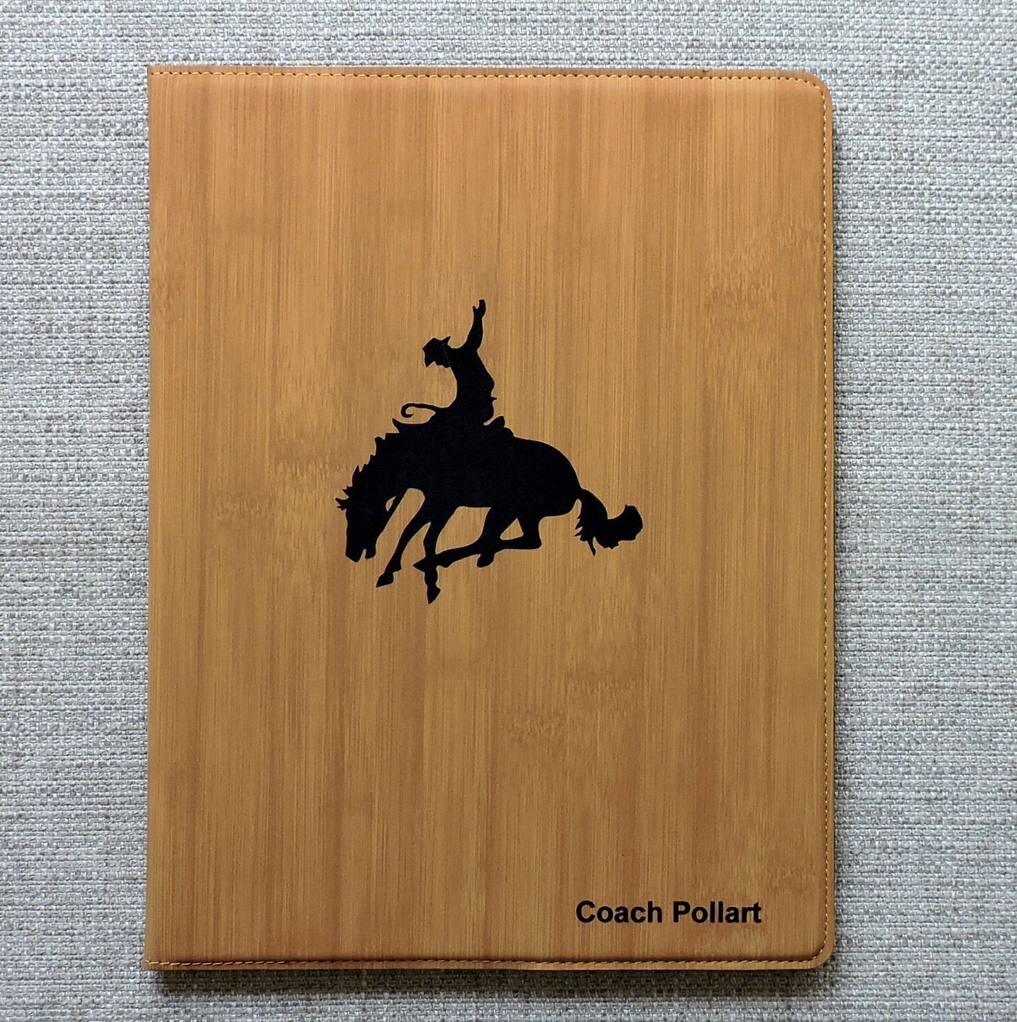 Black Leather Portfolio Logo Debossed, Personalized Logo Padfolio Folio
