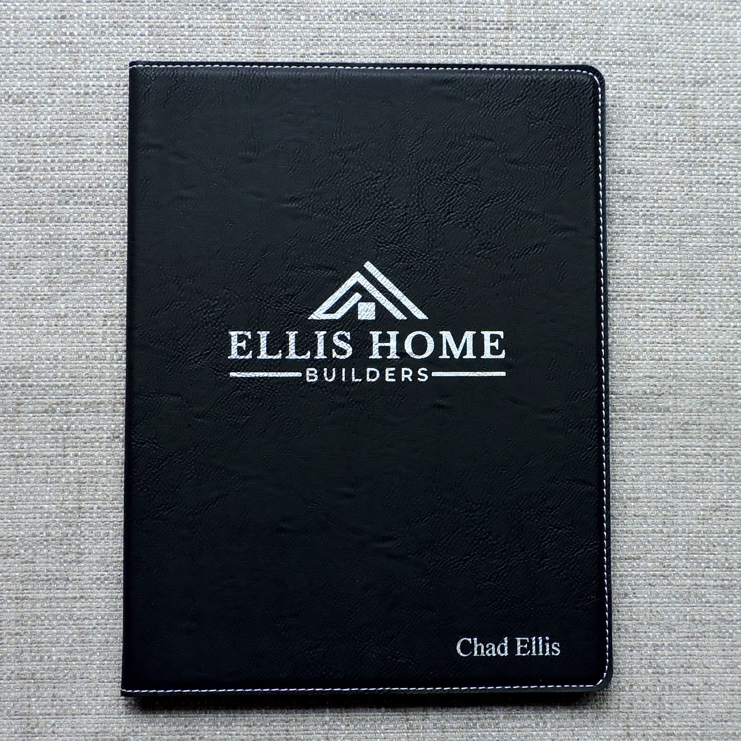 Gray Leather Portfolio with Business Logo, Corporate Gift, Company Logo, Personalized Logo Padfolio Folio