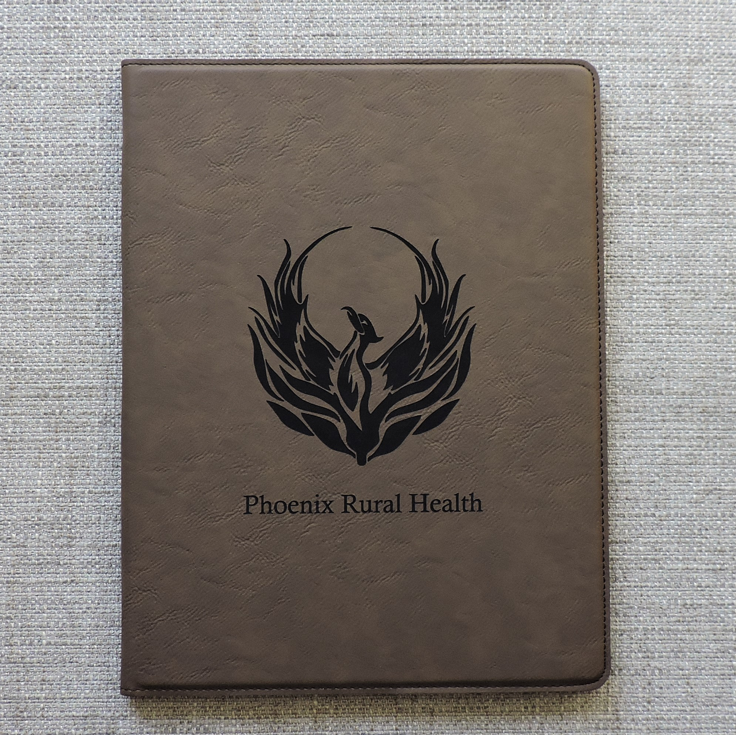 Gray Leather Portfolio with Business Logo, Corporate Gift, Company Logo, Personalized Logo Padfolio Folio