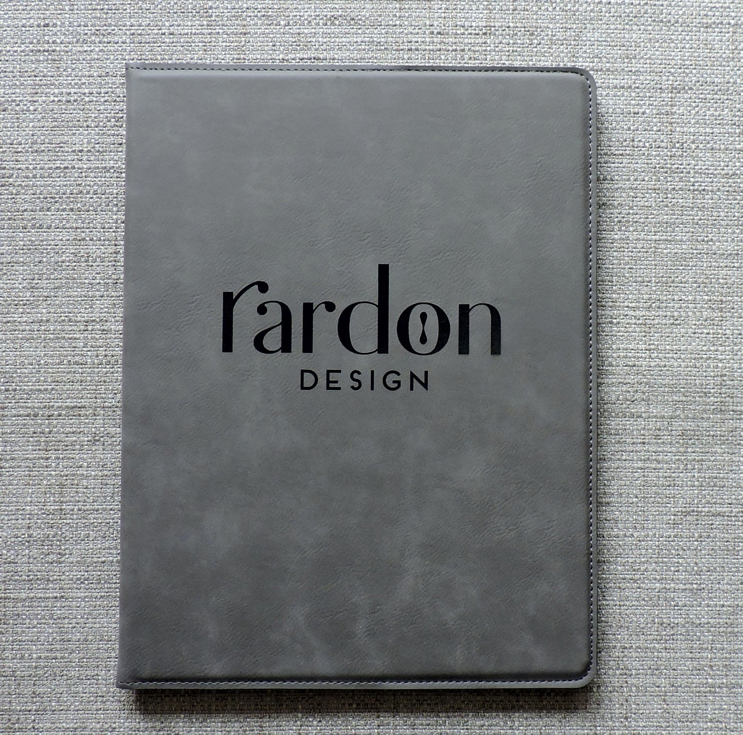 Gray Leather Portfolio with Business Logo, Corporate Gift, Company Logo, Personalized Logo Padfolio Folio