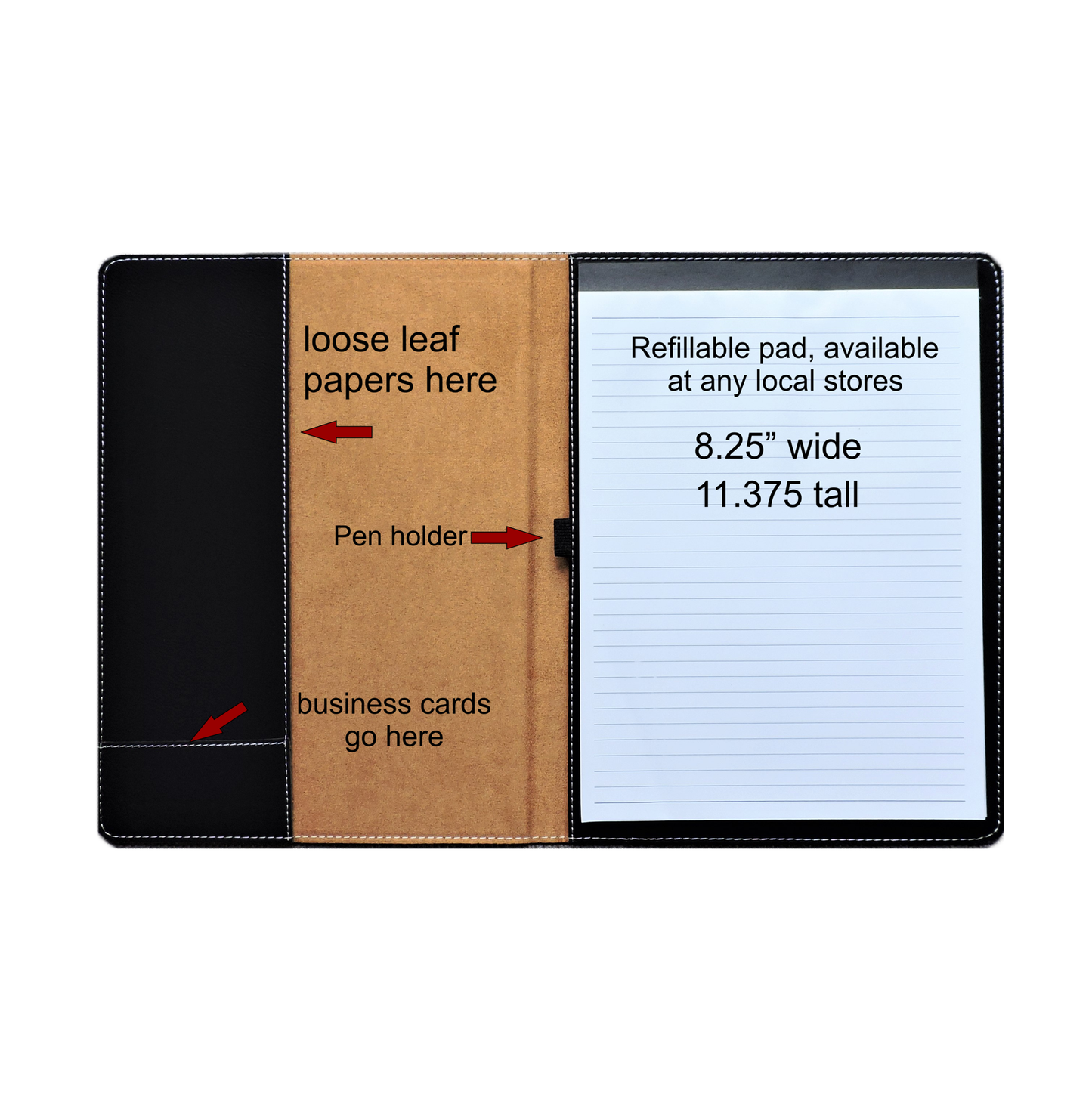 Notebook Portfolio with LOGO engraved, Folio Customized with Logo embossed, Personalized Padfolio