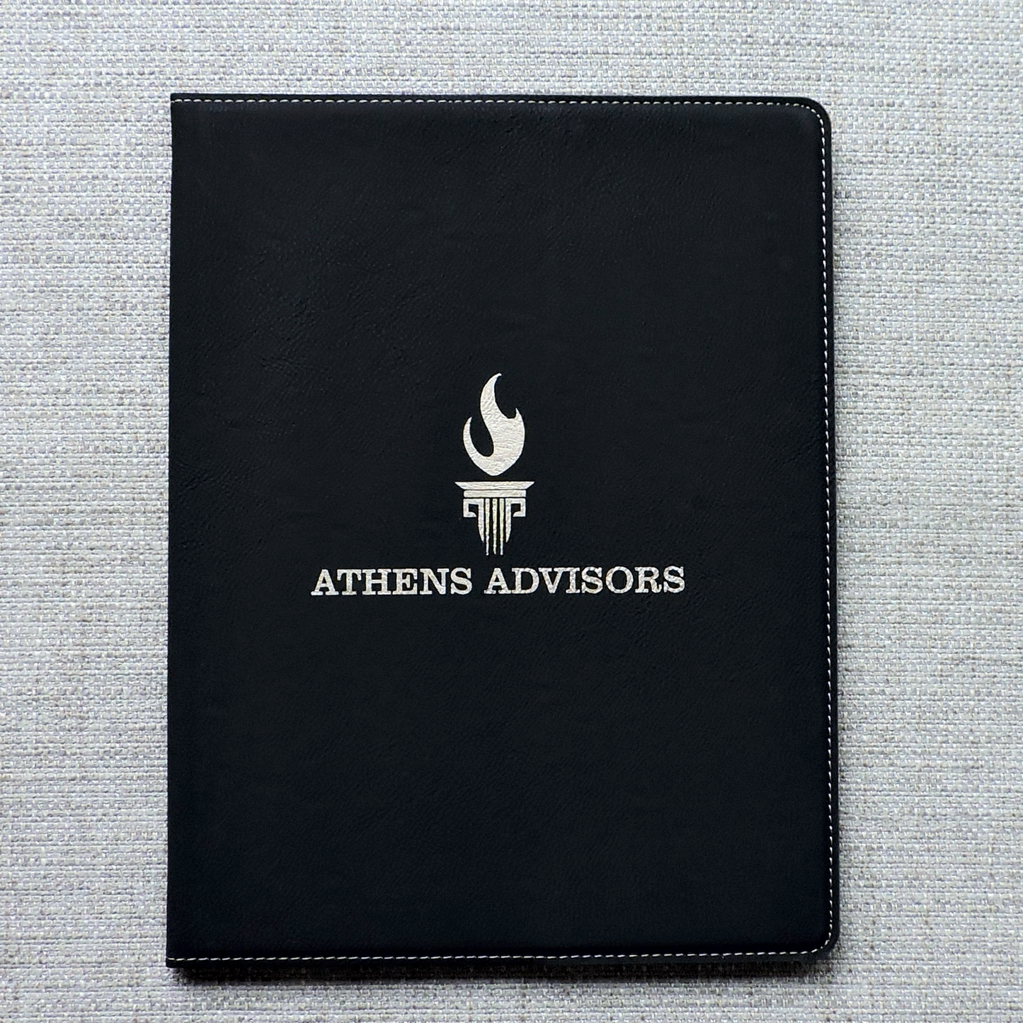 Gray Leather Portfolio with Business Logo, Corporate Gift, Company Logo, Personalized Logo Padfolio Folio