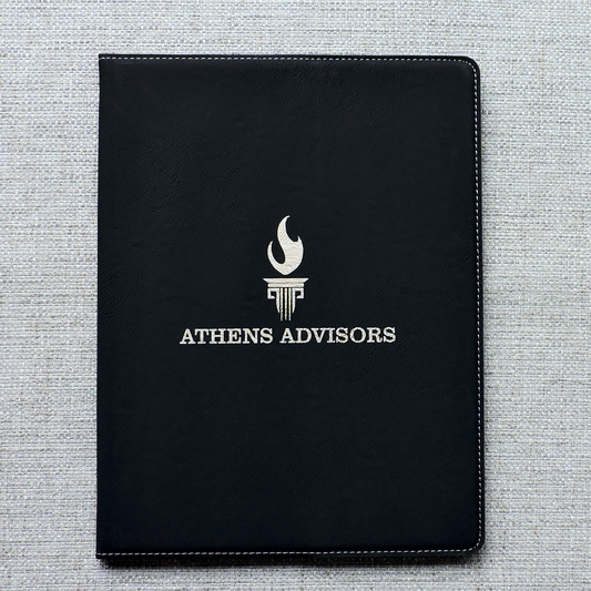 Black Leather Portfolio  Logo Debossed,  Personalized Logo Padfolio Folio