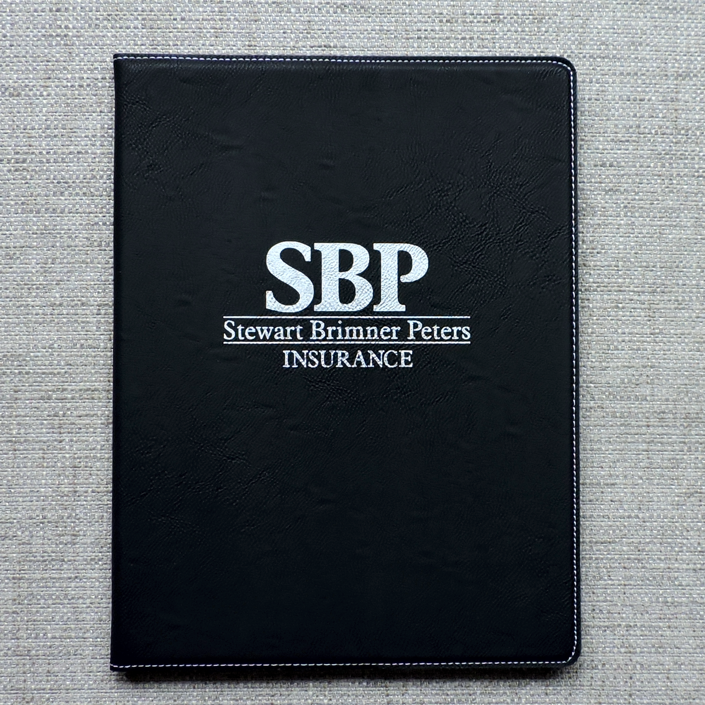 Black Leather Portfolio Logo Debossed, Personalized Logo Padfolio Folio