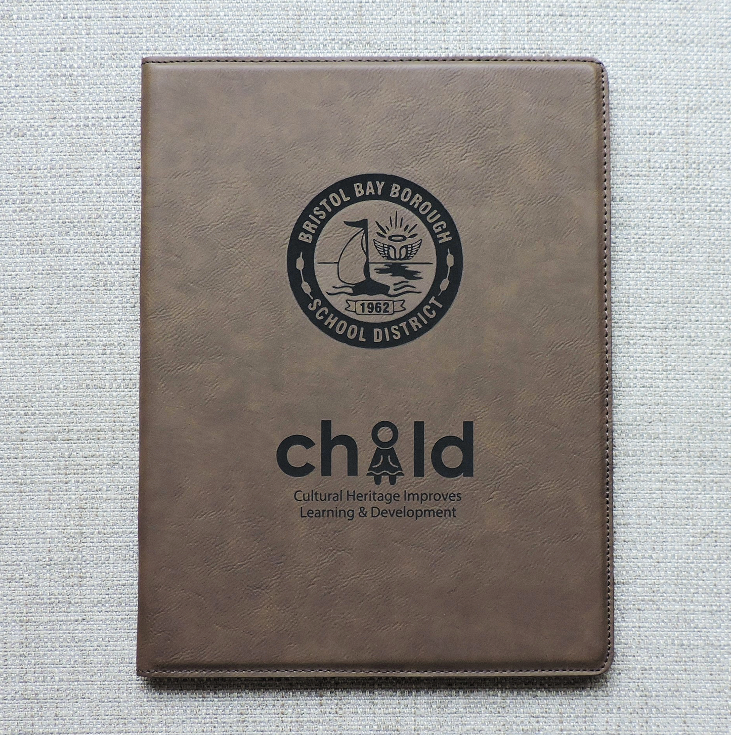 Black Leather Portfolio Logo Debossed, Personalized Logo Padfolio Folio