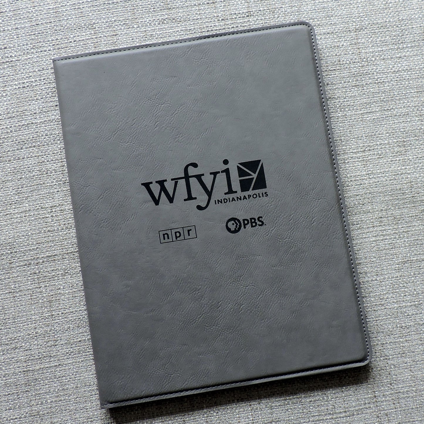 Black Leather Portfolio Logo Debossed, Personalized Logo Padfolio Folio