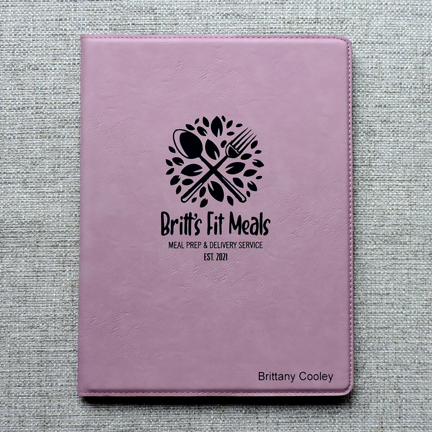 Pink Folio, Pink Portfolio with Logo debossed, Pink Padfolio Engraved