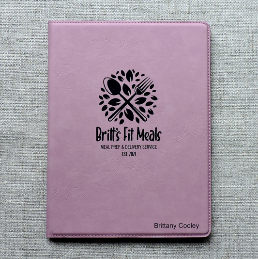 Pink Folio, Pink Portfolio with Logo debossed, Pink Padfolio Engraved