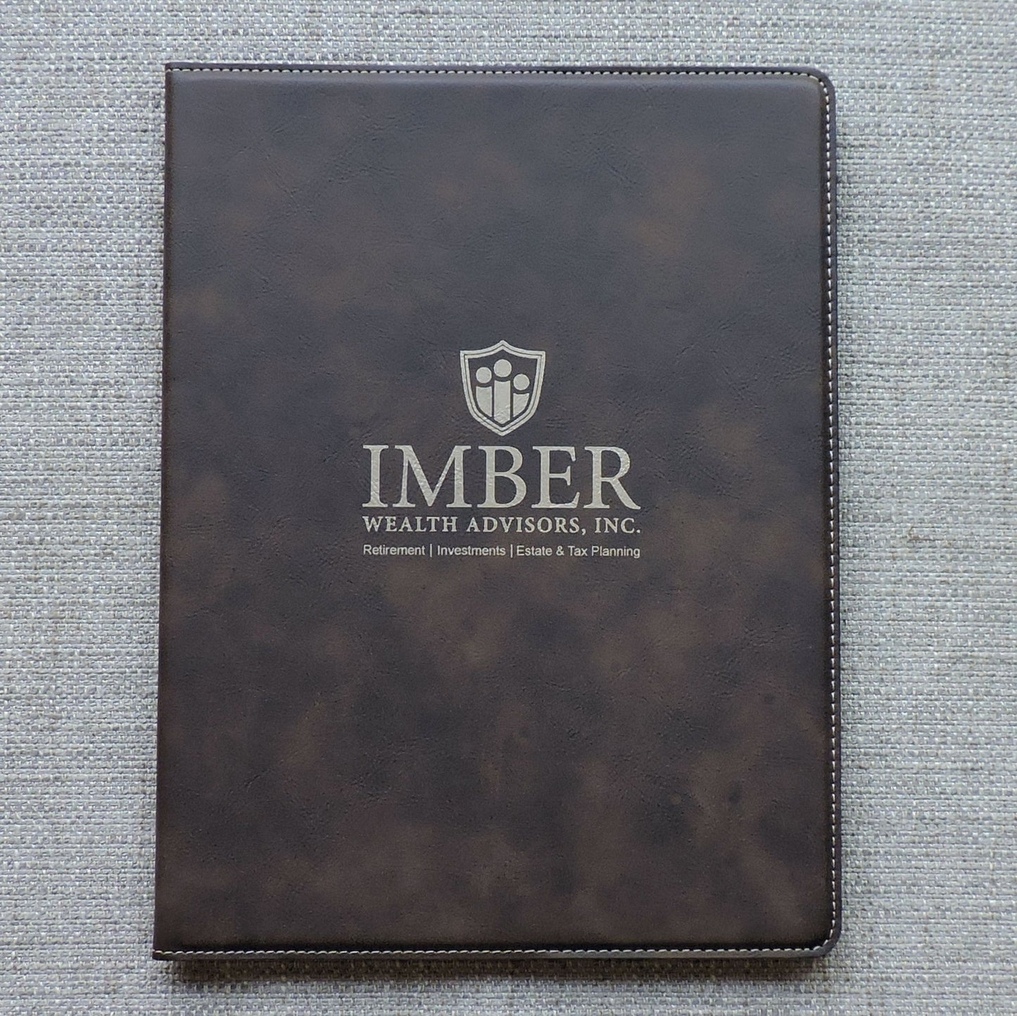 Gray Leather Portfolio with Business Logo, Corporate Gift, Company Logo, Personalized Logo Padfolio Folio
