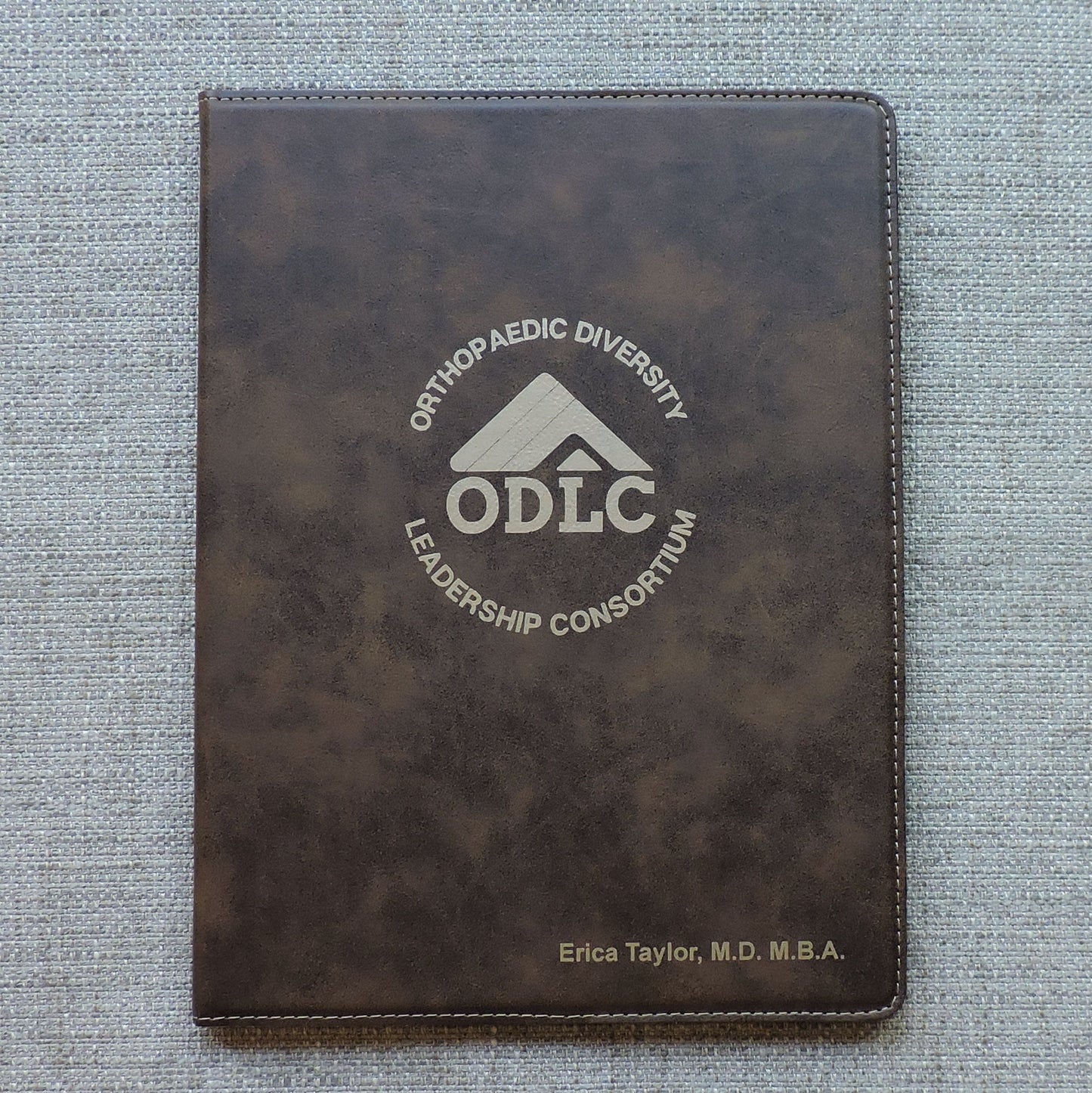 Brown Leather Notebook Portfolio with LOGO engraved, Folio Customized with Logo embossed, Personalized Padfolio