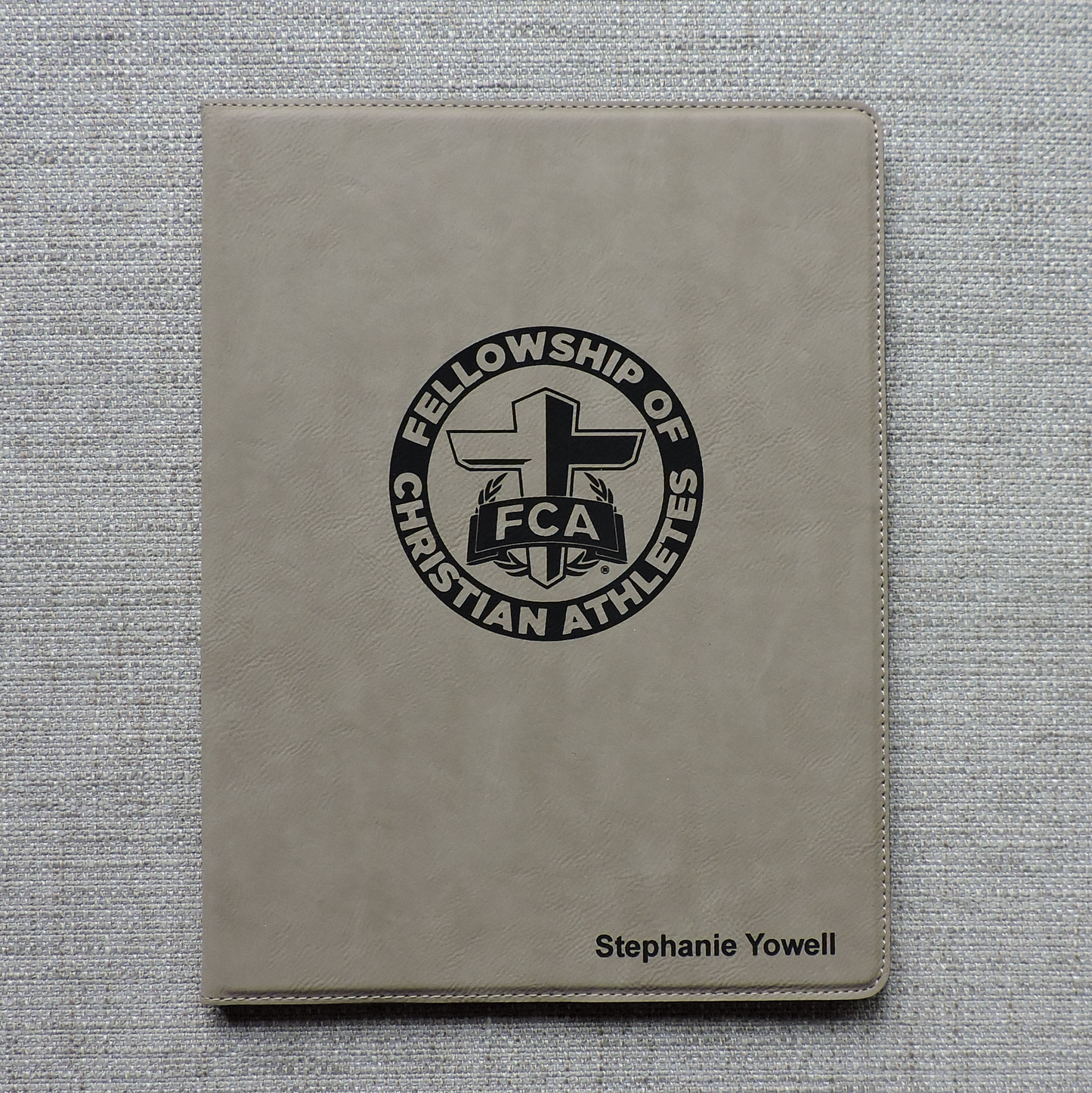 Gray Leather Portfolio with Business Logo, Corporate Gift, Company Logo, Personalized Logo Padfolio Folio