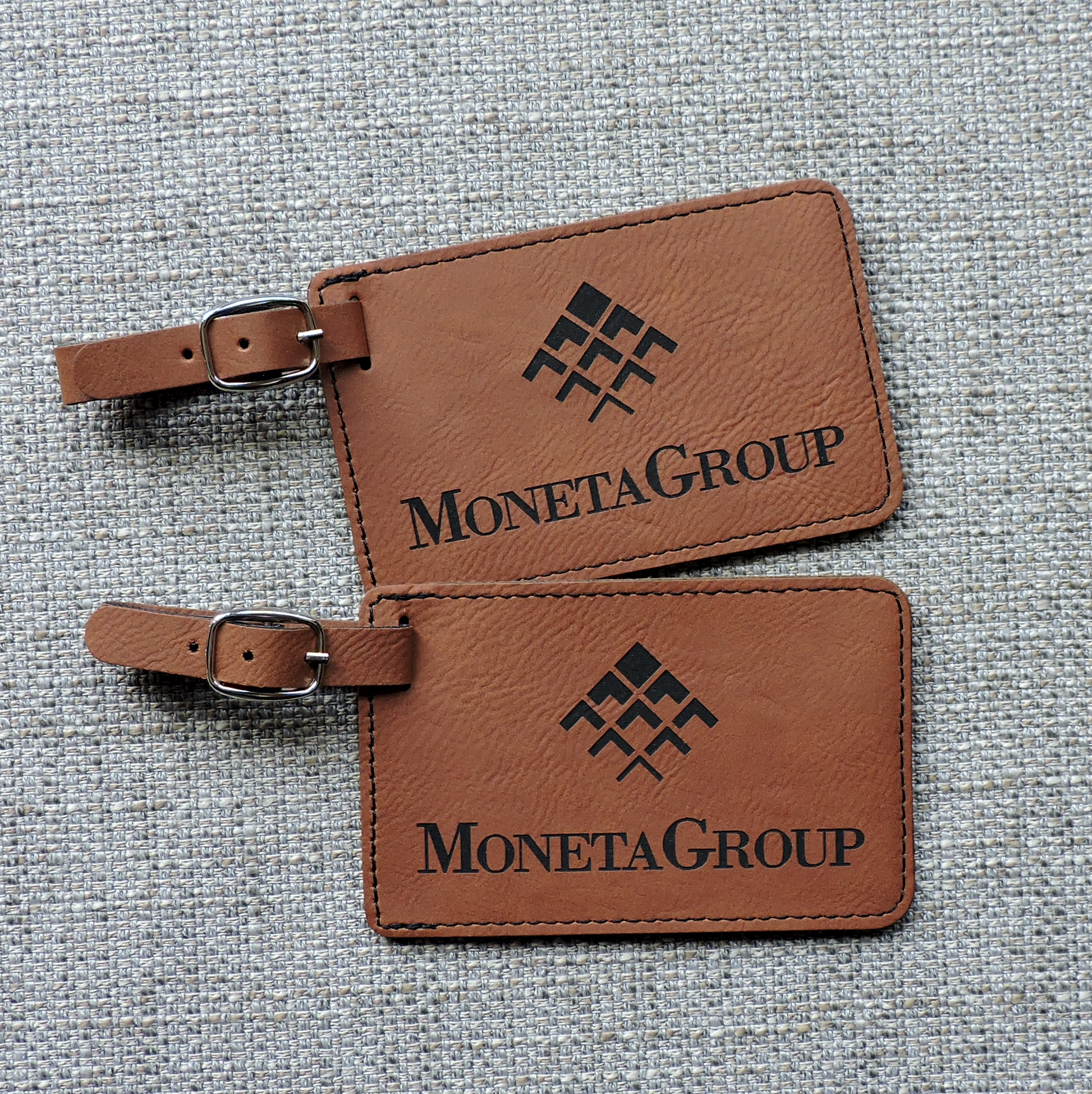  Personalized Monogrammed Antique Saddle Leather Luggage Tags -  3 Pack