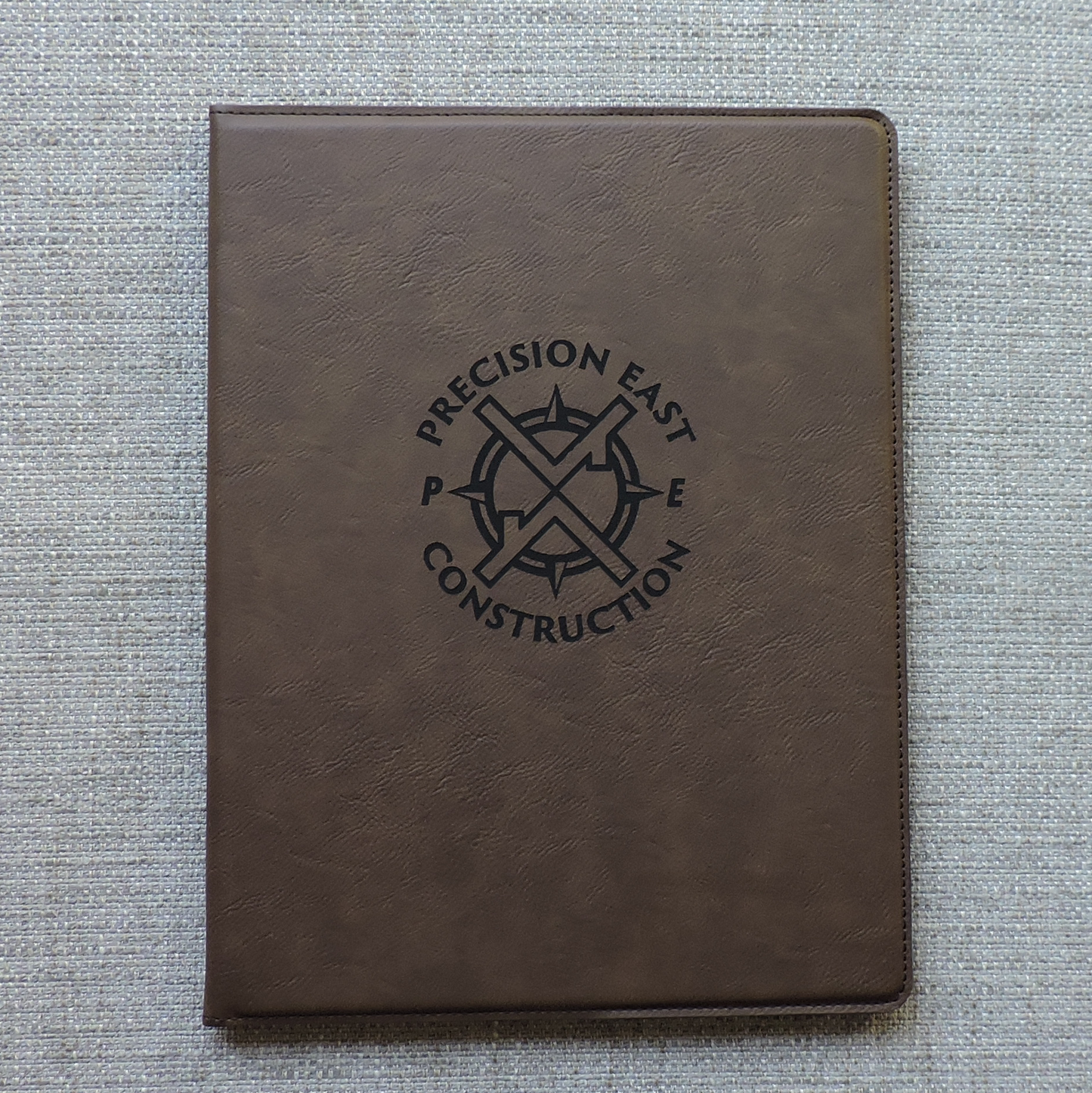 Brown Leather Notebook Portfolio with LOGO engraved, Folio Customized with Logo embossed, Personalized Padfolio
