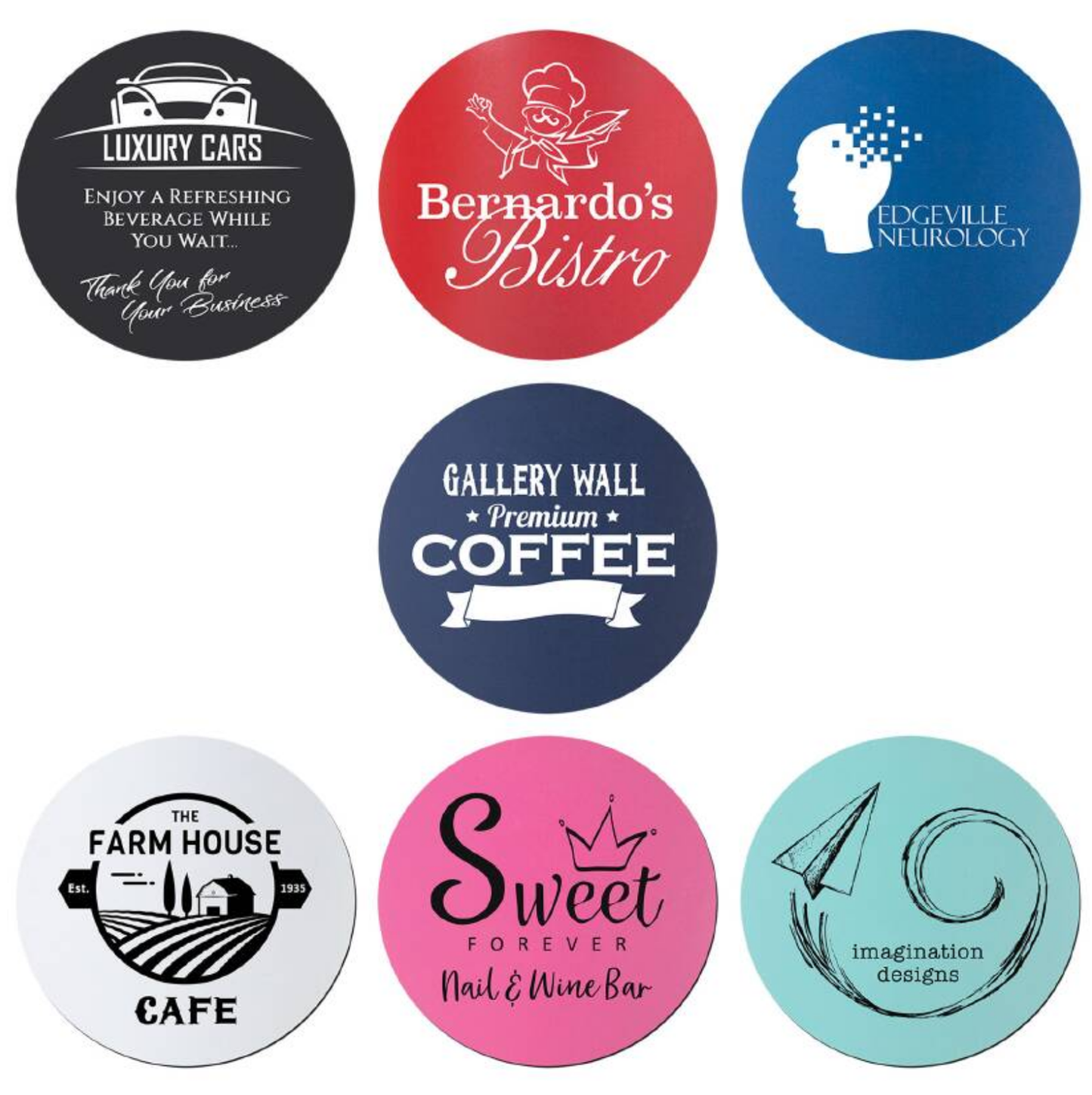 Pink Silicone Coasters with Logo Laser Etched Bulk Order 100 Count, Round or Square