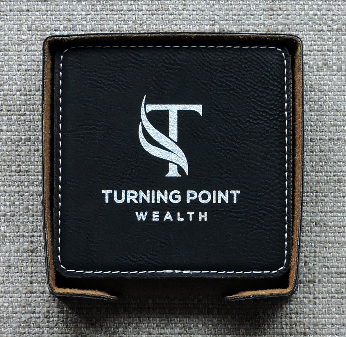 Gray Coasters wtih Logo, custom set of coasters with logo laser printed/engraved/personalized