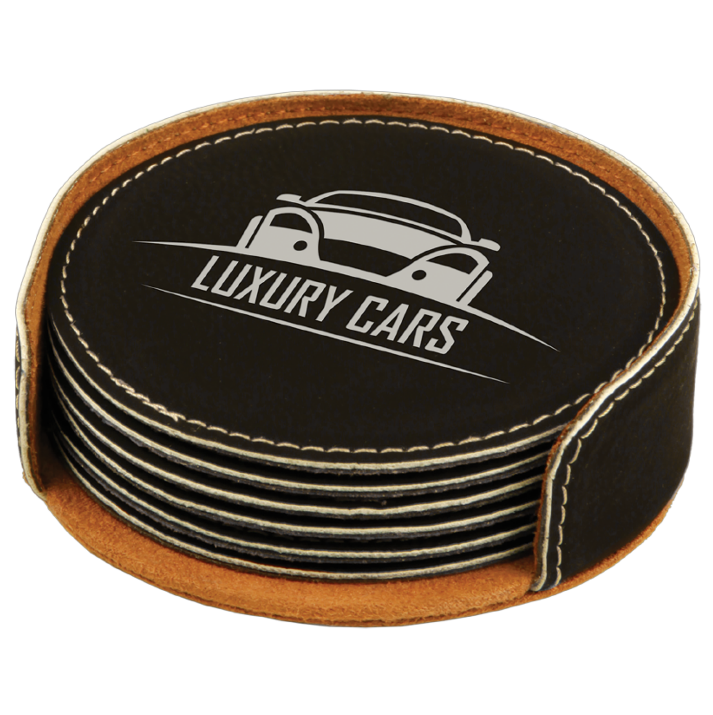 Round Rawhide Coaster set Logo personalized, custom set of coasters with logo laser printed/engraved/etched