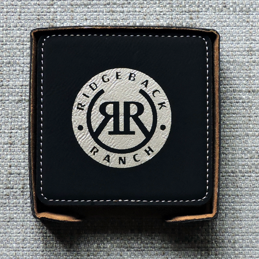 Black Leather Drink Coasters with Business Logo, Coasters with Logo, Custom Business Logo Drink Coasters, Laser etched Logo