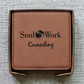 Black Leather Drink Coasters with Business Logo, Coasters with Logo, Custom Business Logo Drink Coasters, Laser etched Logo