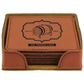 Gray Leather drink Coasters wtih Logo monogram, custom set of coasters with logo laser printed/engraved/personalized