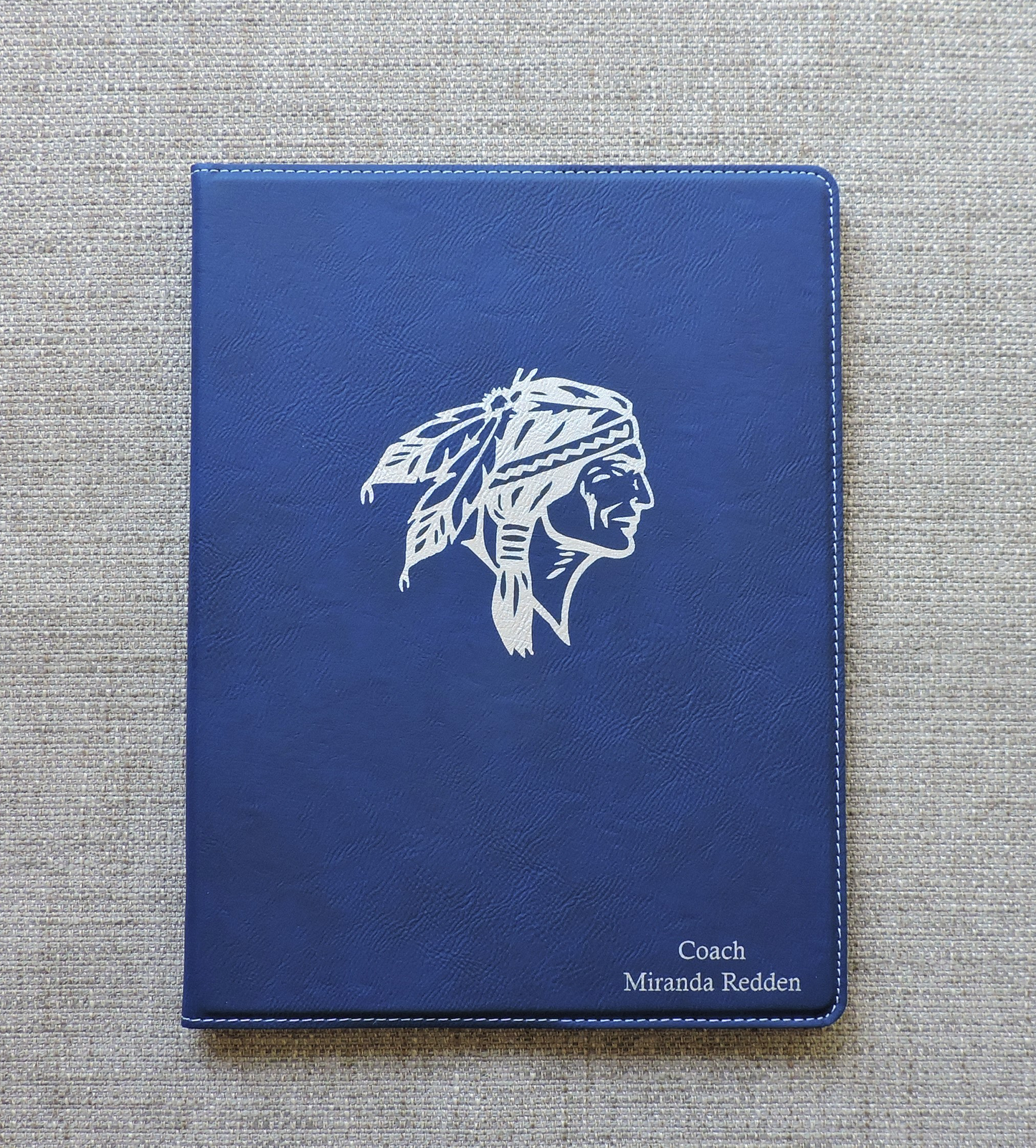 Personalized Blue Leather Logo Portfolio, Corporate Gift, Business Logo, Christmas Gift, Personalized Logo Padfolio