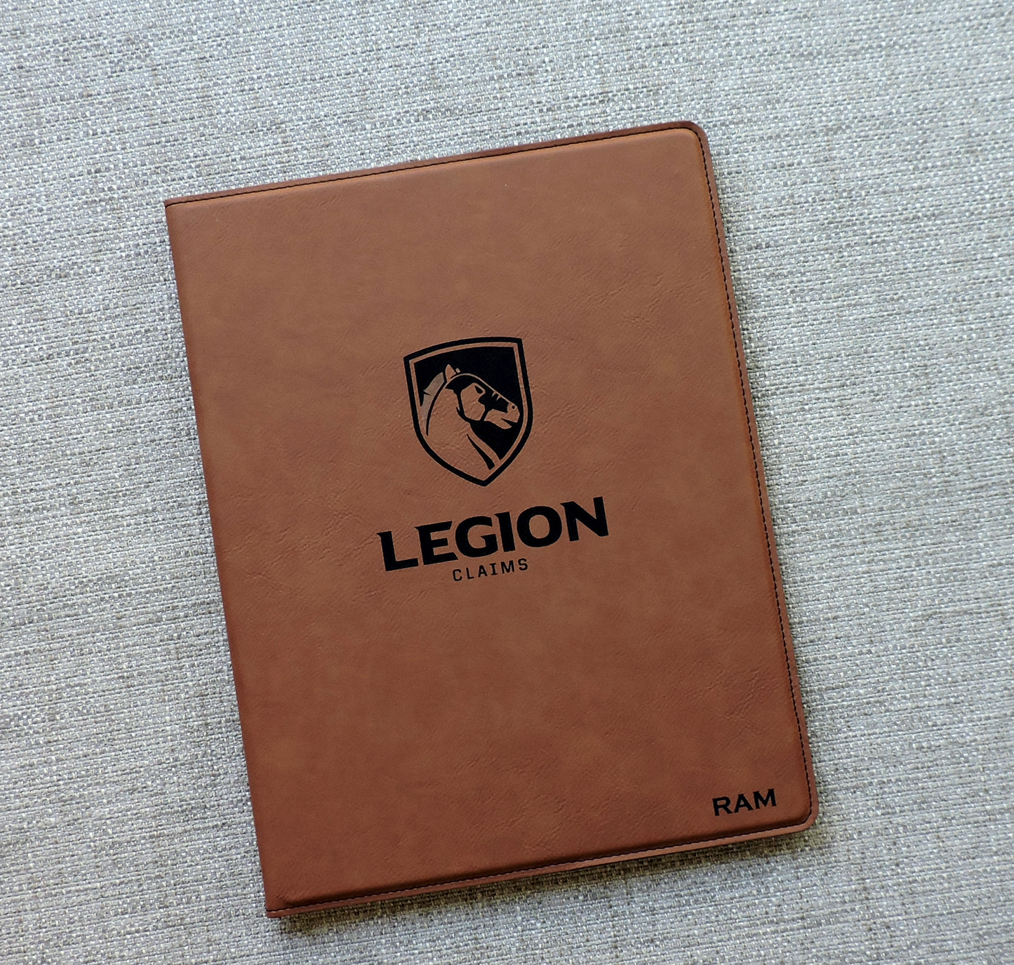 Beige Folio, Tan Portfolio with Logo embossed, Light Brown Padfolio Engraved