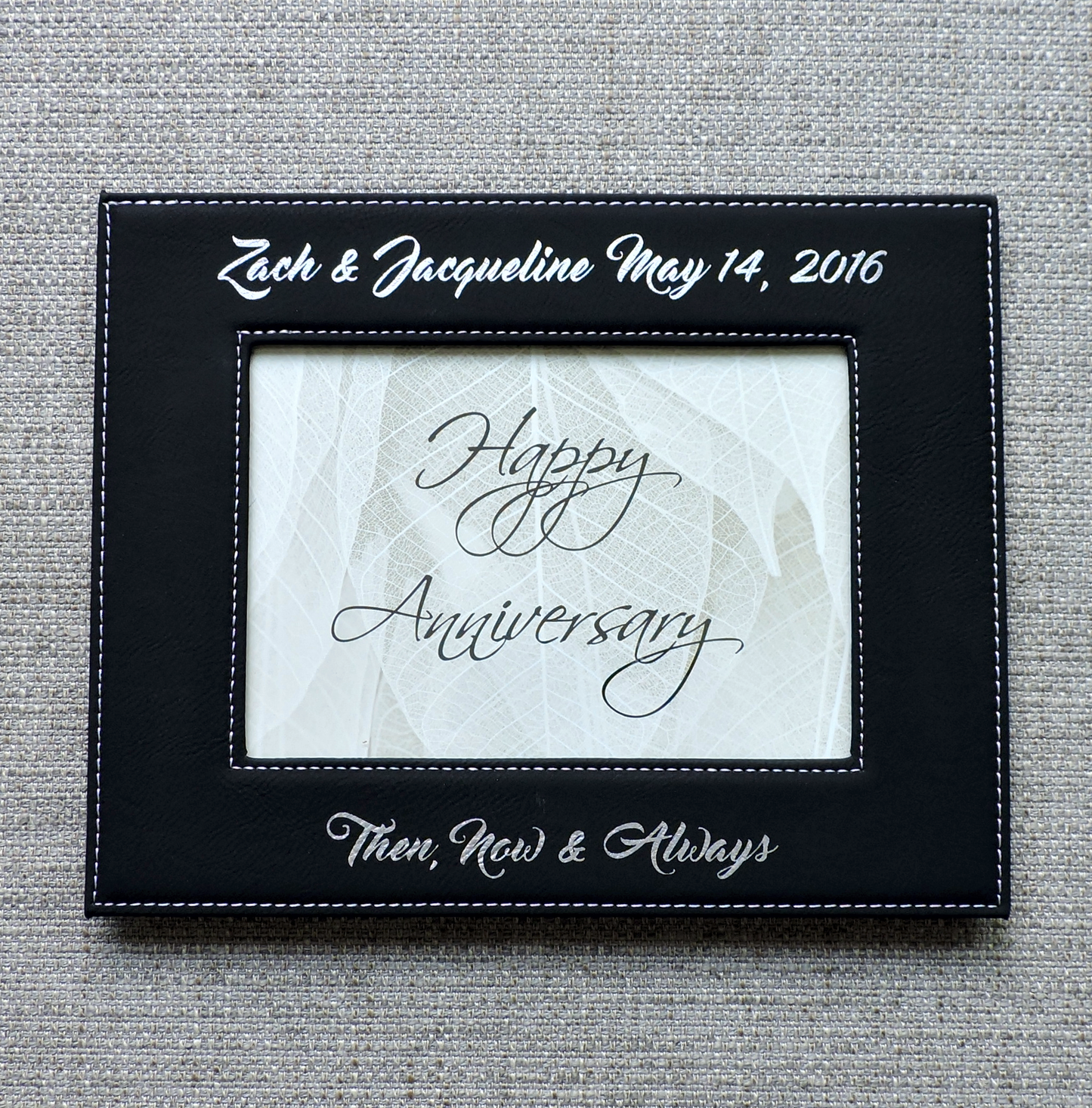 Leather Frame Personalized, Custom Anniversary Photo Frame