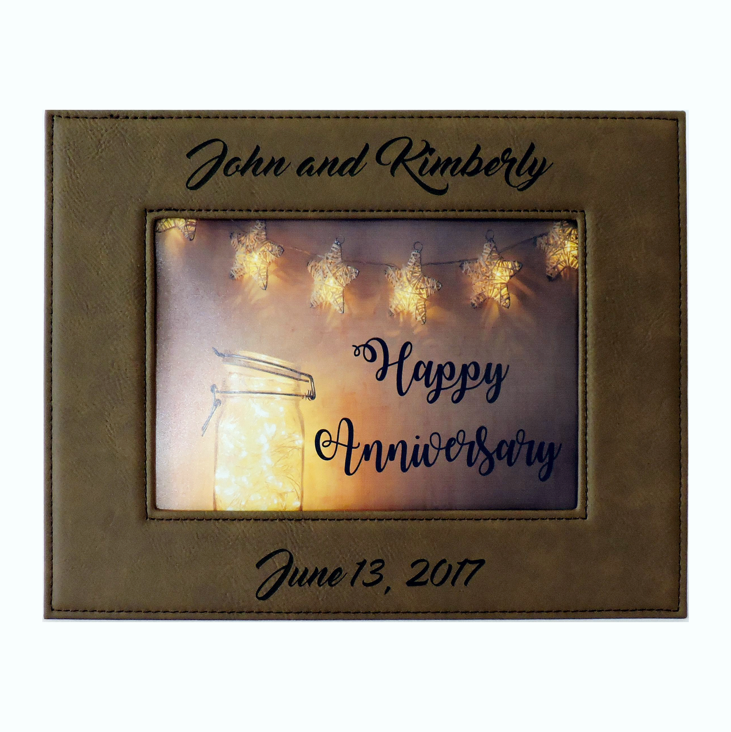 Leather Frame Personalized, Custom Anniversary Photo Frame